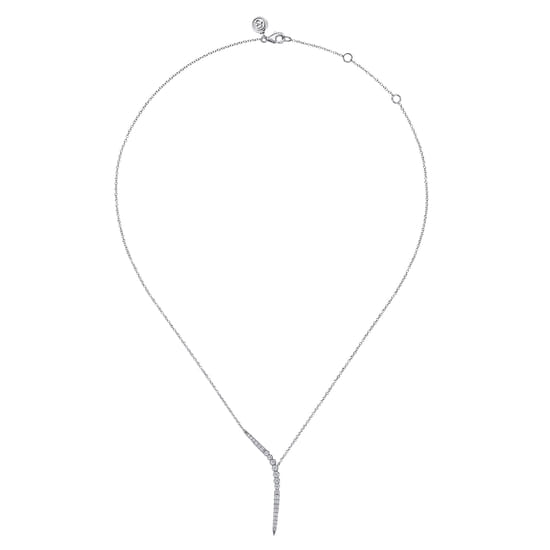 14K White Gold Diamond Y Necklace angle 2