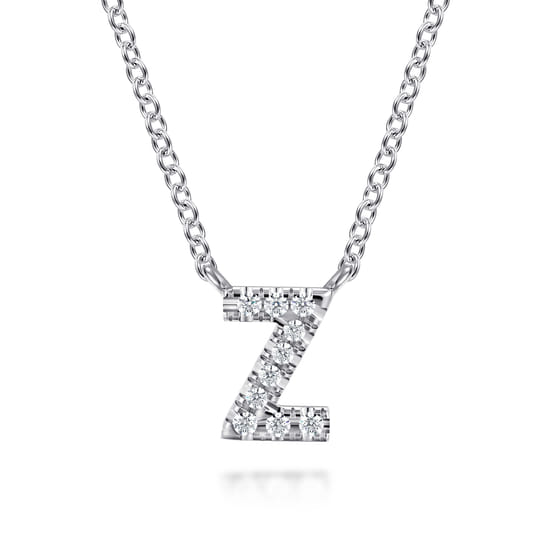 Gabriel - 14K White Gold Diamond Z Initial Pendant Necklace Gabriel - 14K White Gold Diamond Z Initial Pendant Necklace
