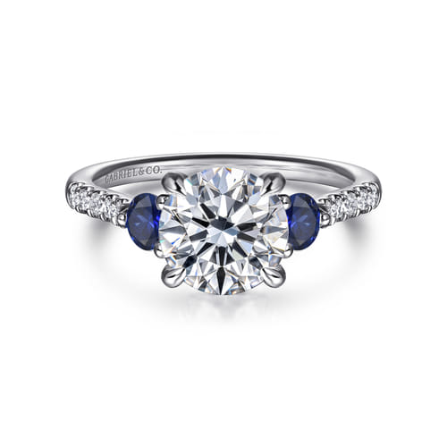14K White Gold Diamond and A Quality Sapphire Engagement Ring