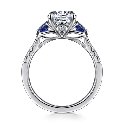 14K White Gold Diamond and A Quality Sapphire Engagement Ring