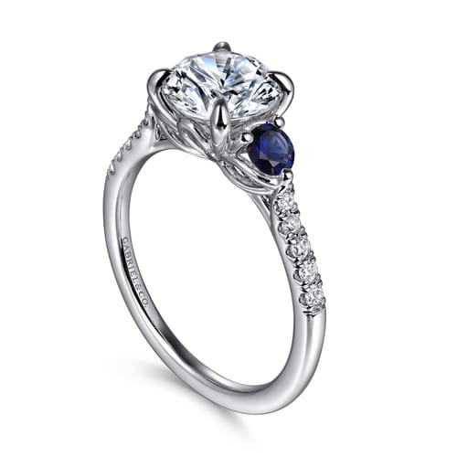 14K White Gold Diamond and A Quality Sapphire Engagement Ring