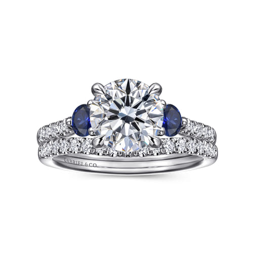 14K White Gold Diamond and A Quality Sapphire Engagement Ring