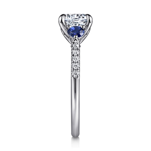 14K White Gold Diamond and A Quality Sapphire Engagement Ring