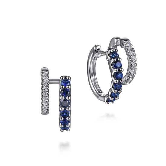 14K White Gold Diamond and Blue Sapphire Stuggies Earrings 14K White Gold Diamond and Blue Sapphire Stuggies Earrings