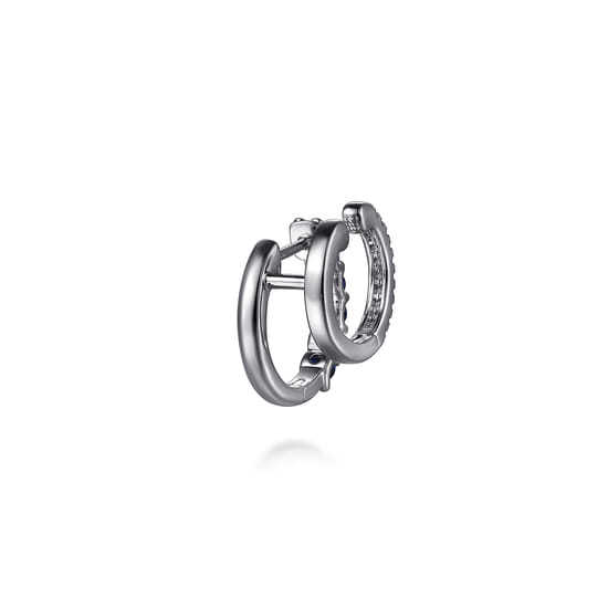 14K White Gold Diamond and Blue Sapphire Stuggies Earrings angle 3 14K White Gold Diamond and Blue Sapphire Stuggies Earrings angle 3