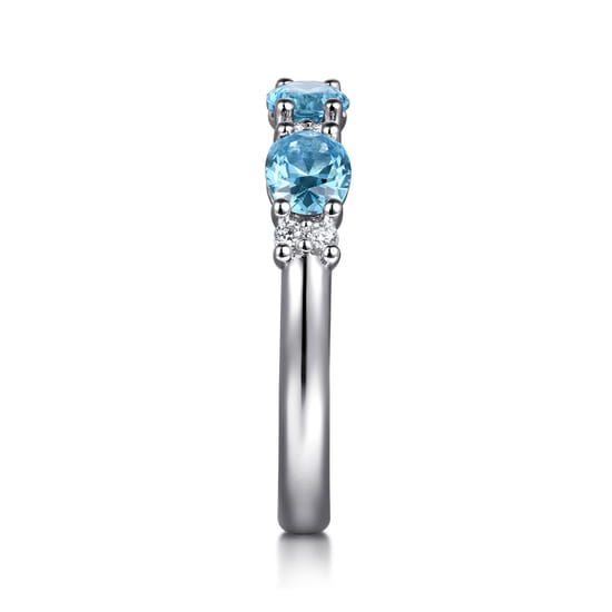 14K White Gold Diamond and Blue Topaz Fashion Ring angle 4