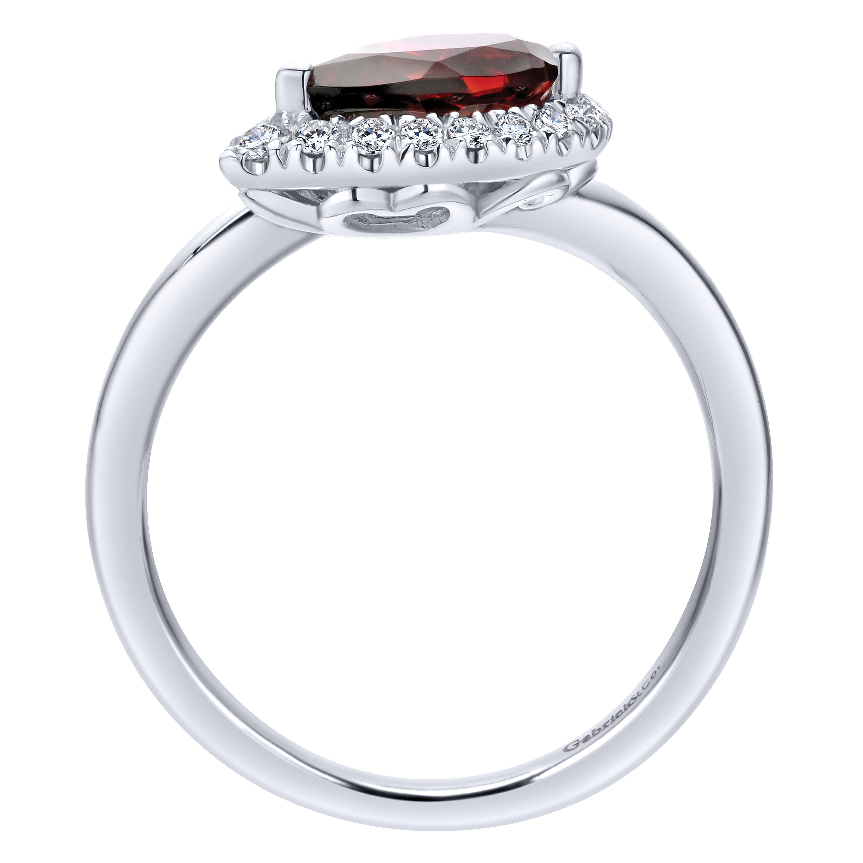 14K White Gold Diamond and Garnet Fashion Ladies Ring