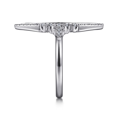 14K White Gold Diamond and Onyx Marquise Statement Ring
