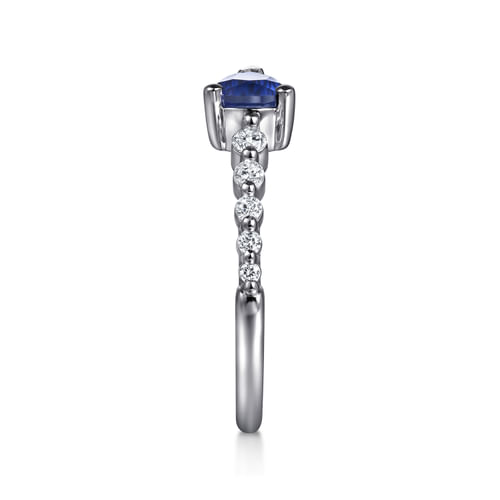 14K White Gold Diamond and Pear Sapphire Ring
