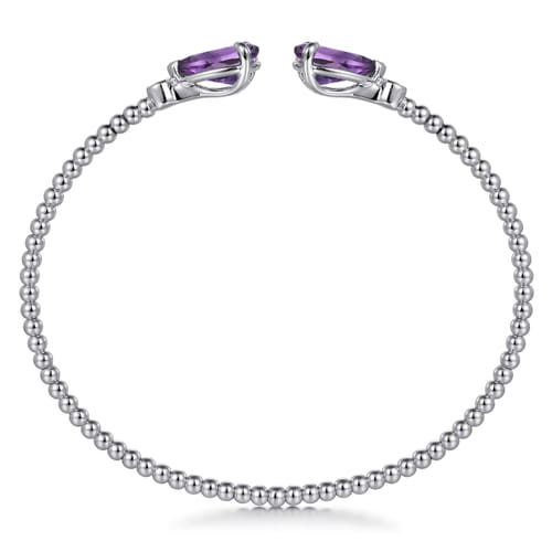 14K White Gold Diamond and Pear Shape Amethyst Bujukan Bangle