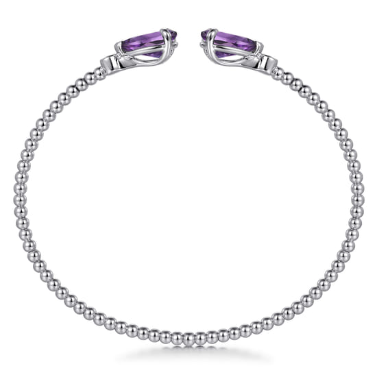 14K White Gold Diamond and Pear Shape Amethyst Bujukan Bangle angle 3