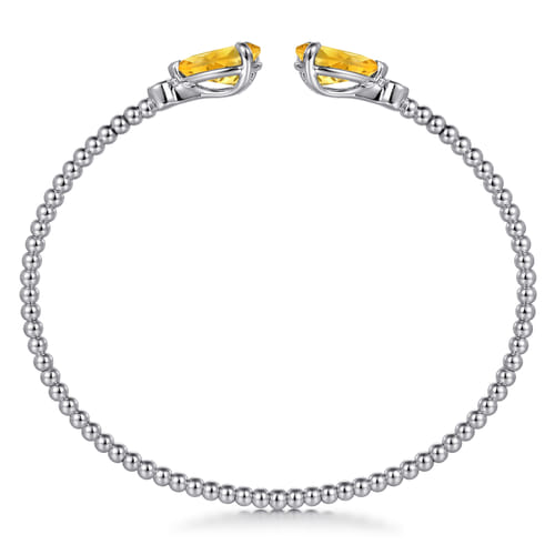 14K White Gold Diamond and Pear Shape Citrine Bujukan Bangle