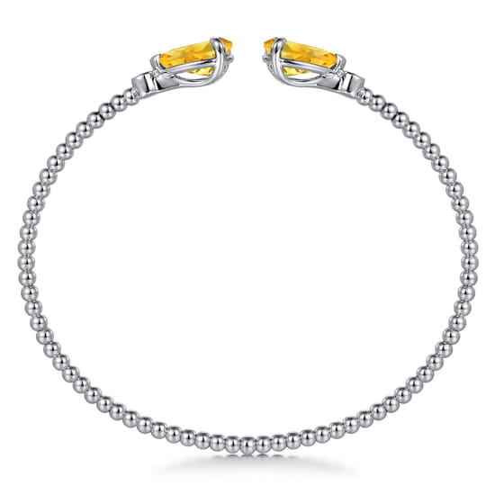 14K White Gold Diamond and Pear Shape Citrine Bujukan Bangle angle 3