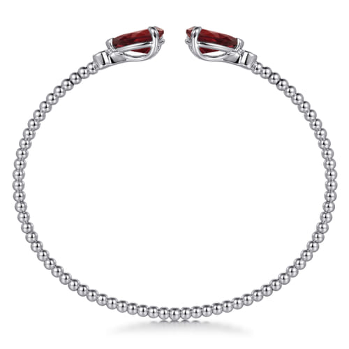 14K White Gold Diamond and Pear Shape Garnet Bujukan Bangle