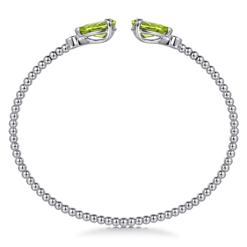 14K White Gold Diamond and Pear Shape Peridot Bujukan Bangle