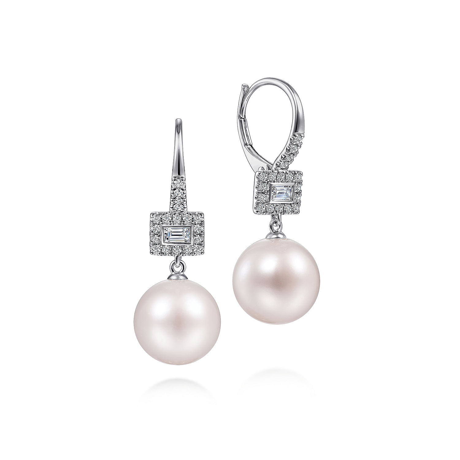 Gabriel - 14K White Gold Diamond and Pearl Drop Earrings
