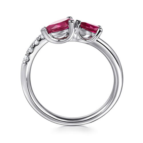 14K White Gold Diamond and Ruby Bypass Ring 14K White Gold Diamond and Ruby Bypass Ring