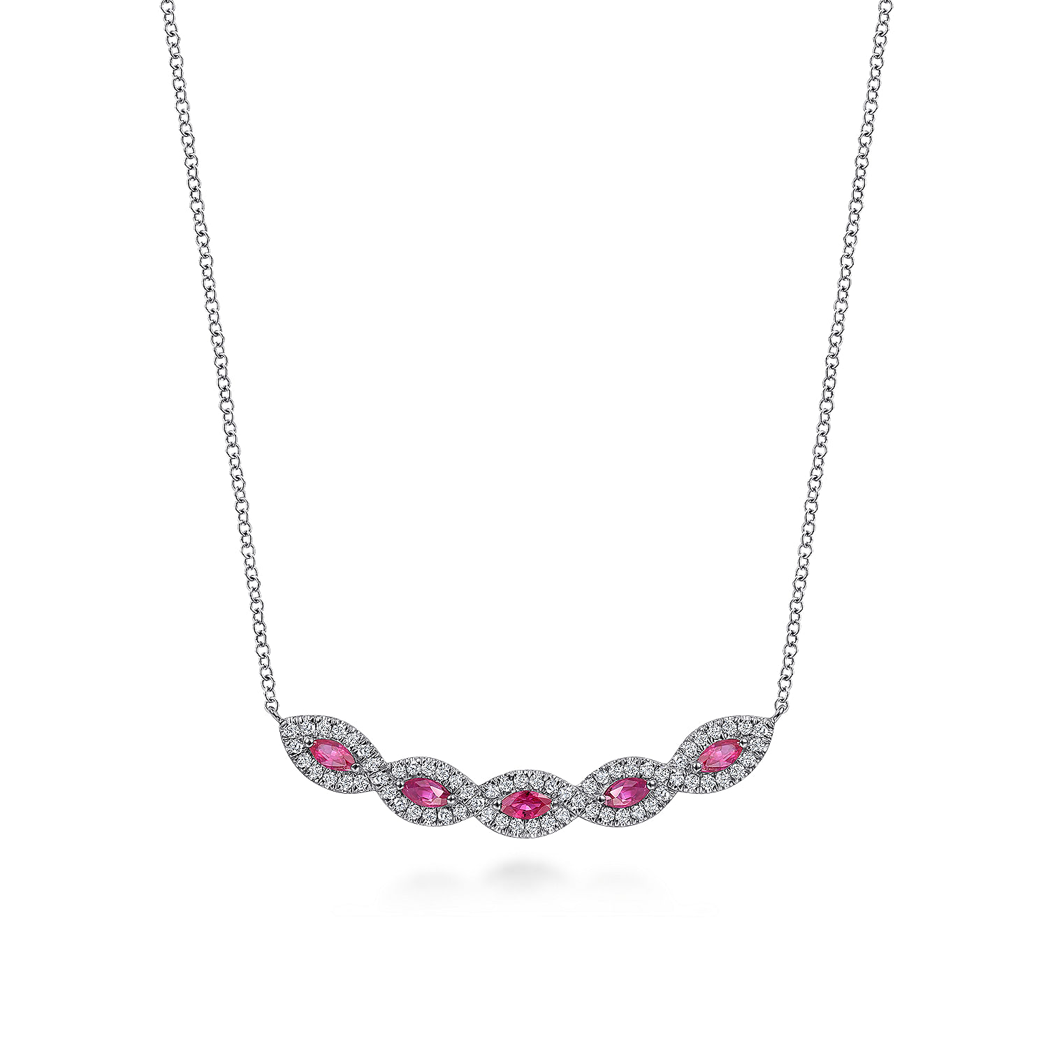 Gabriel - 14K White Gold Diamond and Ruby Necklace