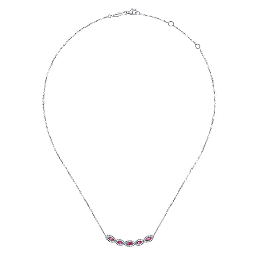 14K White Gold Diamond and Ruby Necklace