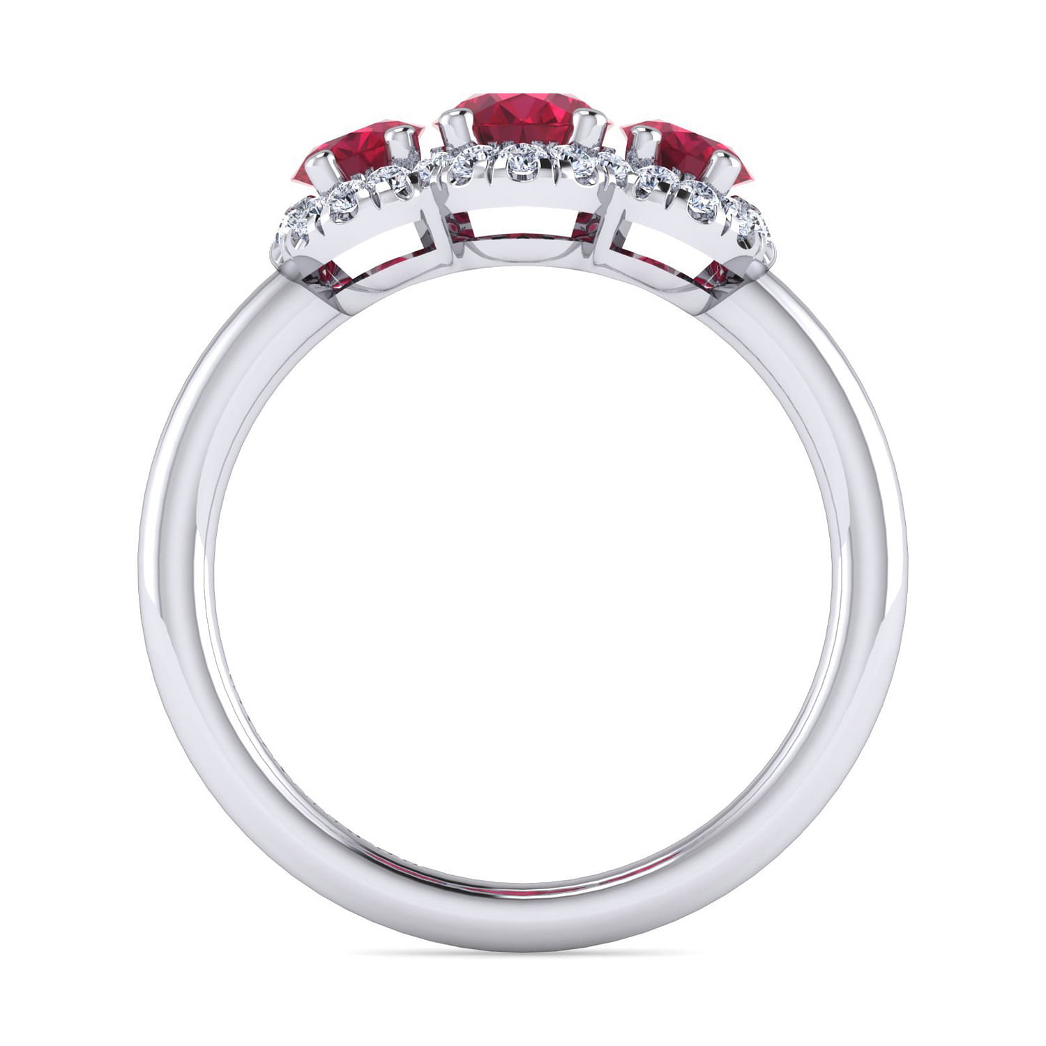 14K White Gold Diamond and Ruby Oval Halo Ring