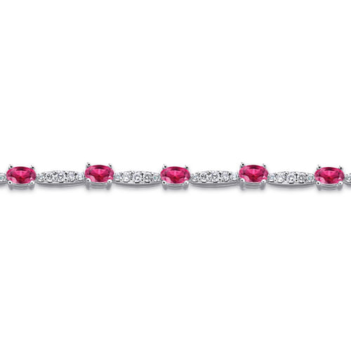 14K White Gold Diamond and Ruby Tennis Bracelet