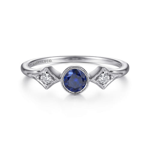 14K White Gold Diamond and Sapphire 3 Stone Promise Ring 14K White Gold Diamond and Sapphire 3 Stone Promise Ring
