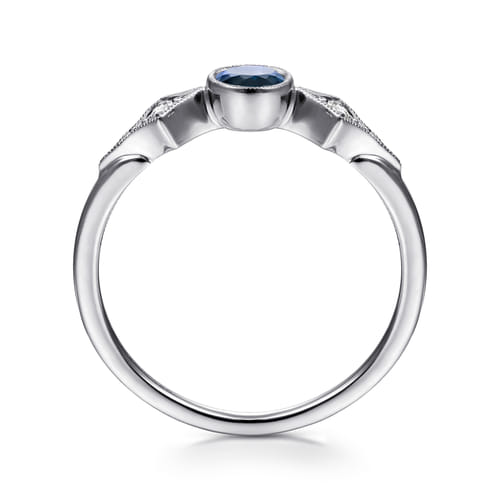 14K White Gold Diamond and Sapphire 3 Stone Promise Ring 14K White Gold Diamond and Sapphire 3 Stone Promise Ring