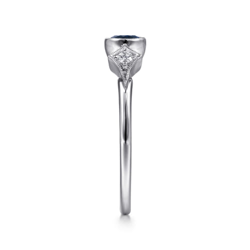14K White Gold Diamond and Sapphire 3 Stone Promise Ring 14K White Gold Diamond and Sapphire 3 Stone Promise Ring