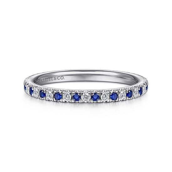 Gabriel - 14K White Gold Diamond and Sapphire Anniversary Band