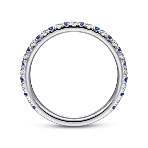 14K White Gold Diamond and Sapphire Anniversary Band
