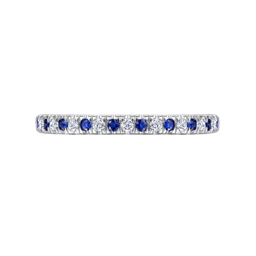 14K White Gold Diamond and Sapphire Anniversary Band