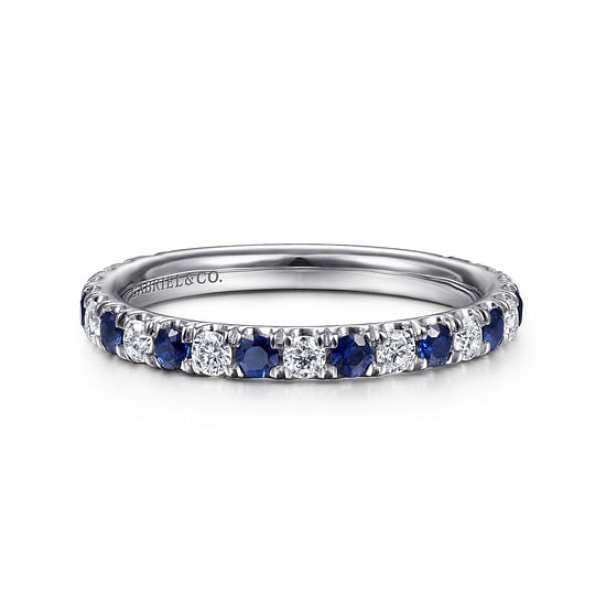 Gabriel - 14K White Gold Diamond and Sapphire Anniversary Band