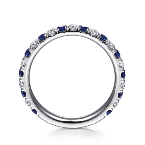 14K White Gold Diamond and Sapphire Anniversary Band