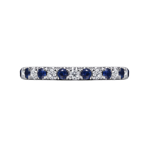 14K White Gold Diamond and Sapphire Anniversary Band