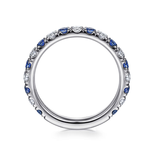 14K White Gold Diamond and Sapphire Anniversary Band