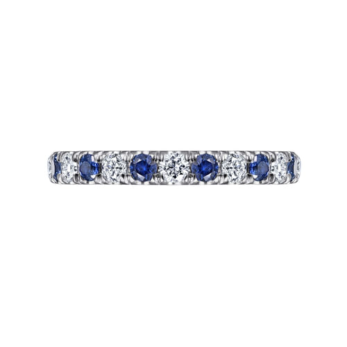 14K White Gold Diamond and Sapphire Anniversary Band