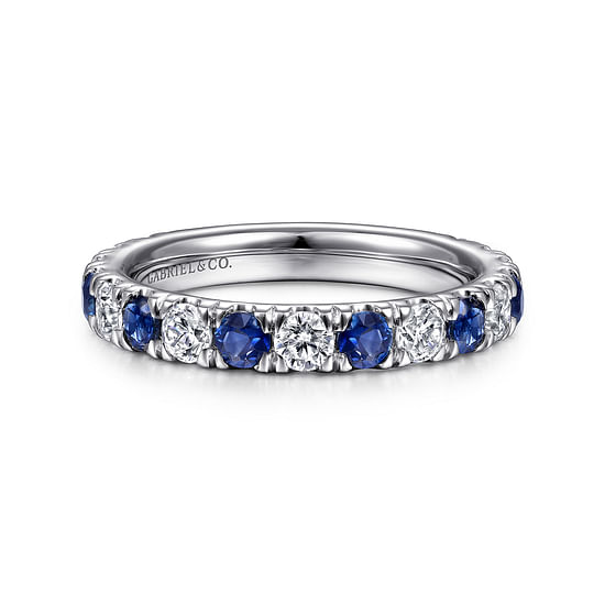 Gabriel - 14K White Gold Diamond and Sapphire Anniversary Band