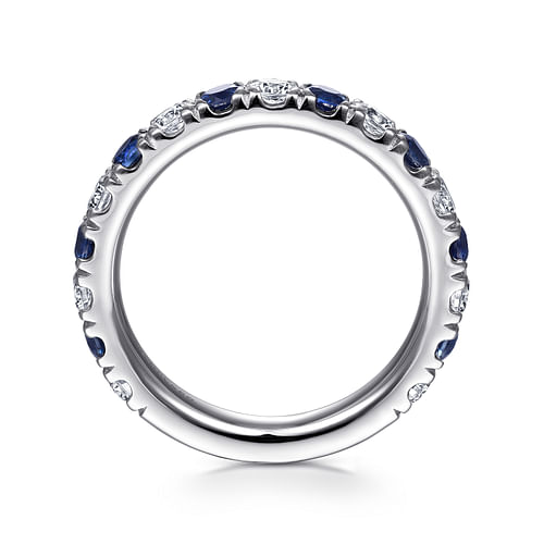 14K White Gold Diamond and Sapphire Anniversary Band