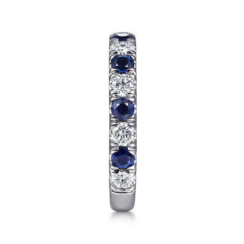 14K White Gold Diamond and Sapphire Anniversary Band