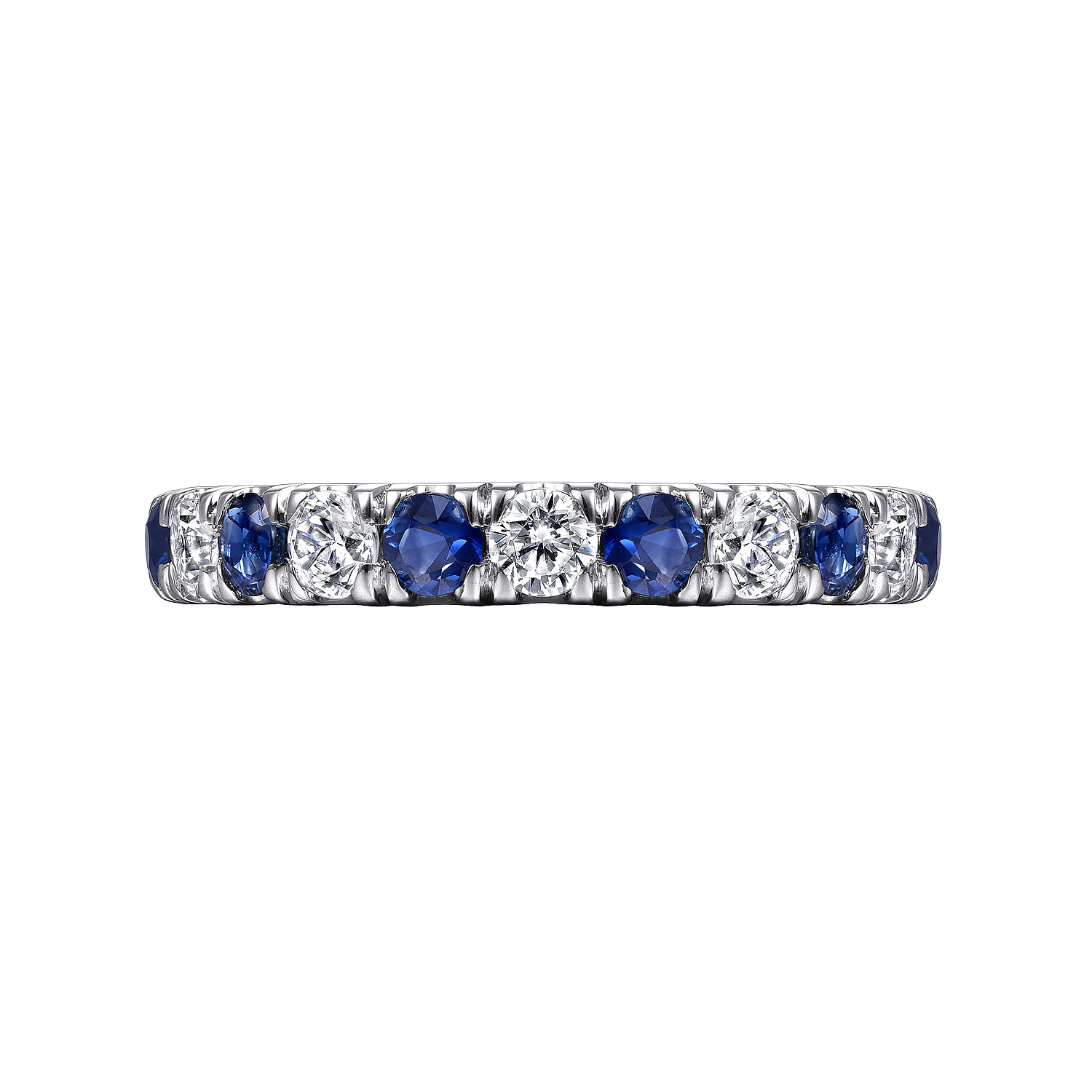 14K White Gold Diamond and Sapphire Anniversary Band