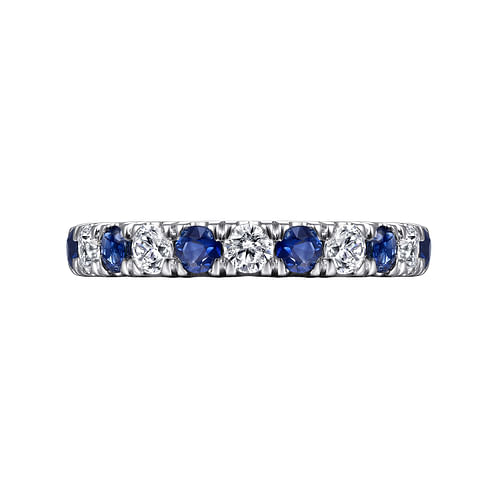 14K White Gold Diamond and Sapphire Anniversary Band