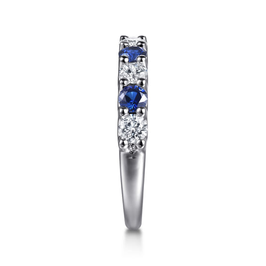 14K White Gold Diamond and Sapphire Ladies Ring angle 4