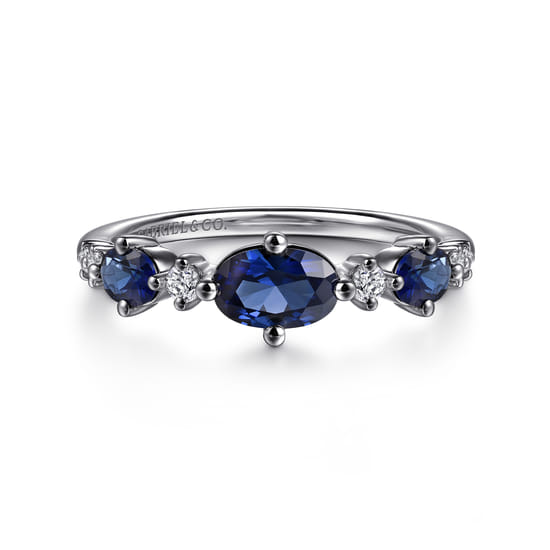 Gabriel - 14K White Gold Diamond and Sapphire Ladies Ring