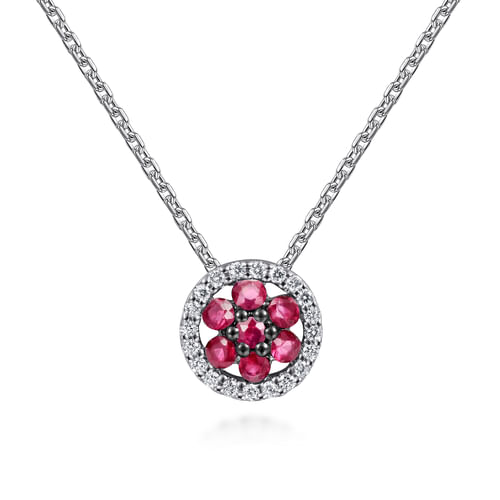 14K White Gold Diamond and Sapphire Necklace