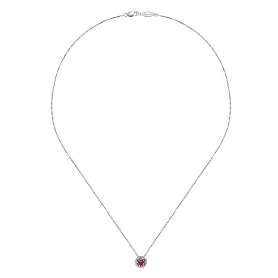 14K White Gold Diamond and Sapphire Necklace angle 2