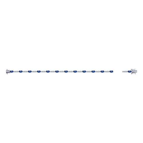 14K White Gold Diamond and Sapphire Tennis Bracelet