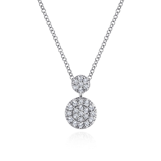 Gabriel - 14K White Gold Double Diamond Disc Pendant Necklace