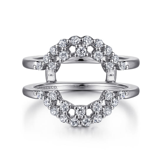 14K White Gold Double Halo Diamond Ring Enhancer