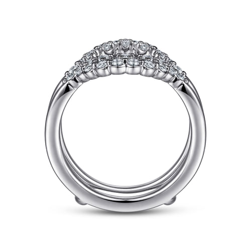 14K White Gold Double Halo Diamond Ring Enhancer