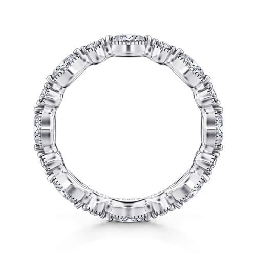 14K White Gold Double Prongs Marquise and Round Diamond Eternity Band